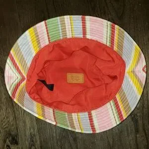 New Coach Stripe Leather Bow Trim Bucket Hat P/Small NWT Coach Unisex Rainbow Signature Bucket Hat C9919 one size  main image 4